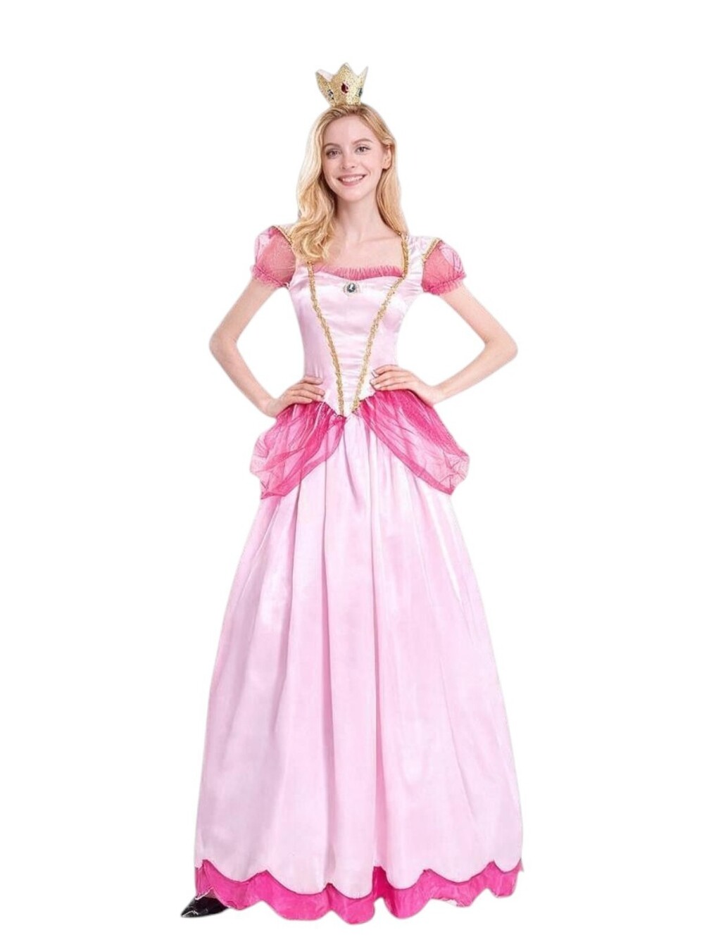 Princess Peach Inspired Dress With Crown, L